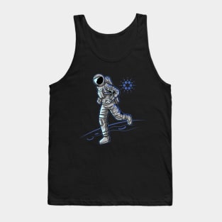 Cardano ADA Logo to the Moon Crypto Astronaut Tank Top